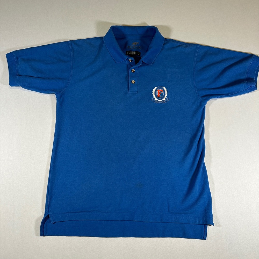 Florida Gators Polo Shirt L Blue Heavyweight Cotton Embroidered Knights Athletic